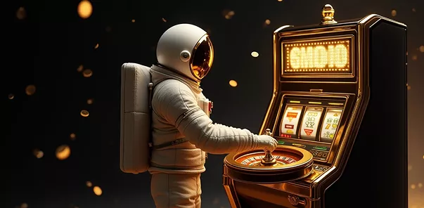Astronaut playing roulette in space